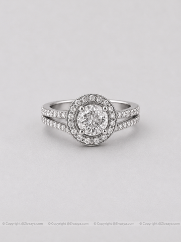 Sitara – American Diamond Halo Ring for Women – Silver Finish